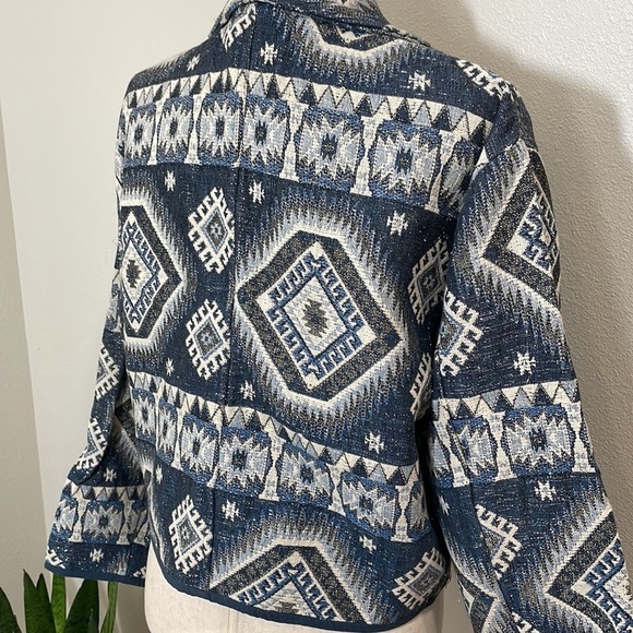 Boho Woven Aztec Sparkle Design Tapestry Jacket Coat Size Large - Picture 6 of 11